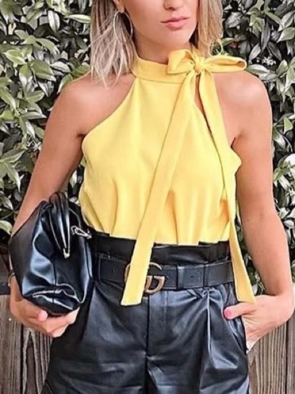 Zara Yellow Halter Tie-Neck Top